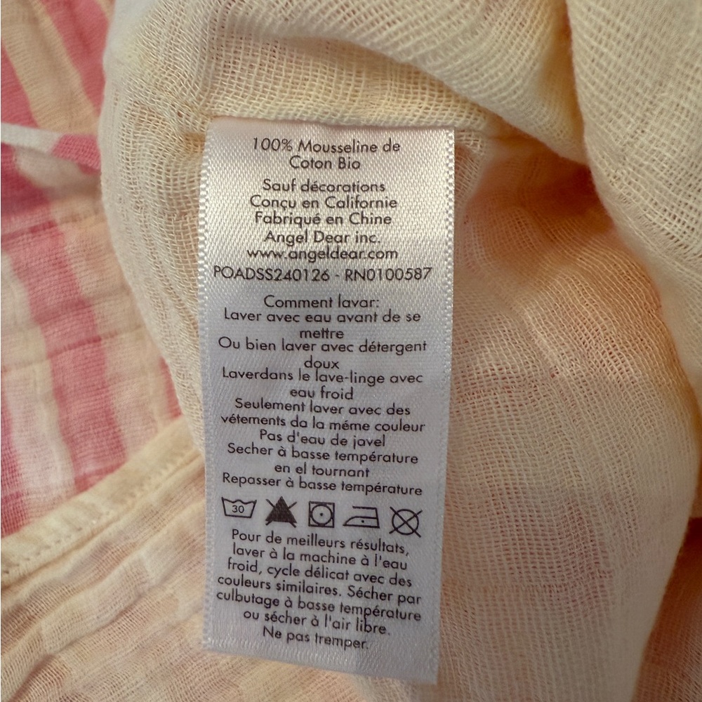 Angel Dear Pink Stripe Ruffle Dress 4T NWOT Cotton Muslin Lined - Picture 6 of 6